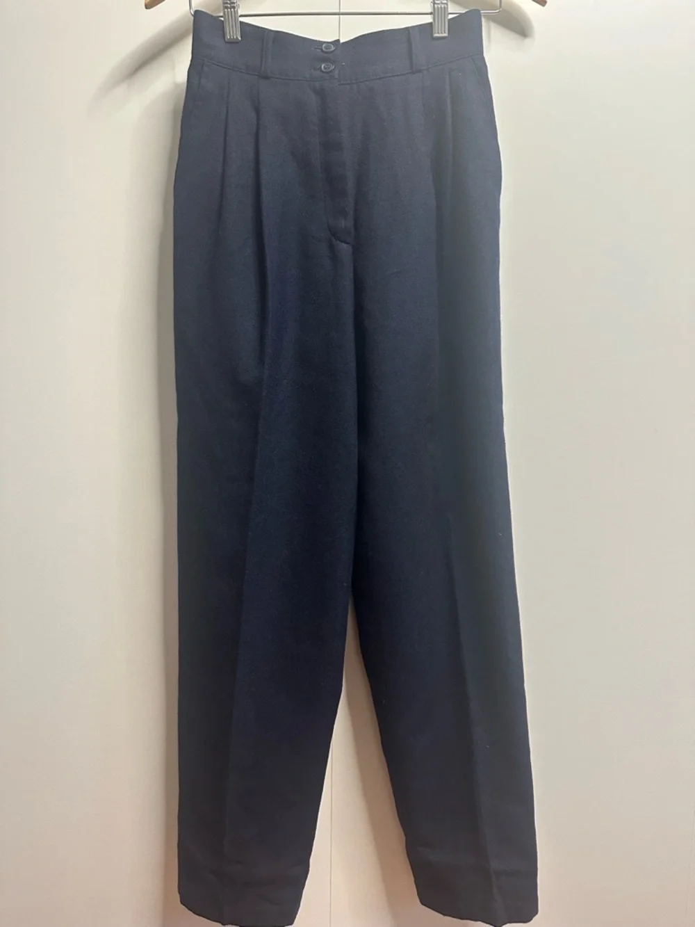 Vintage Jennifer Moore Classics Wool Pants Navy High Waist Pleated Size 6 - Picture 2 of 11